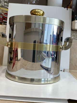 Vintage Kraftware Nyc Metal Ice Bucket,  Mid Century Modern