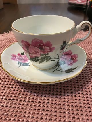 Vintage Regency English Bone China Tea Cup And Saucer Pink Rose