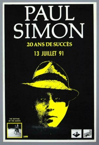 Paul Simon - Mega Rare Vintage Nimes,  France 1991 Concert Poster