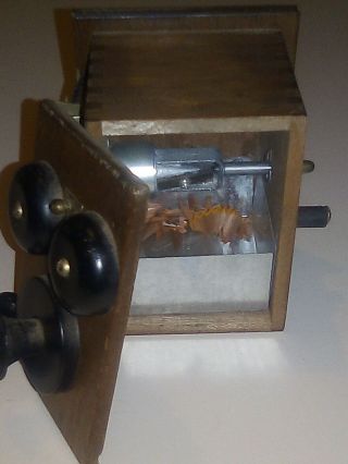 UNUSUAL Hand Crank Wooden Wall Mount Telephone Pencil Sharpener Antique Vtg. 3