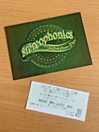 The Stereophonics Rare Early Uk Tour Ticket Stub 1999 Cardiff & Promo Sticker