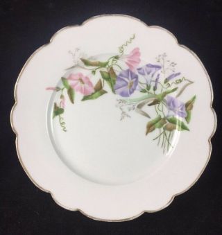 Antique M.  Redon Limoges France Morning Glories 7 1/4 " Plate - Circa 1890