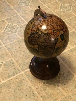 Vintage Small Wooden Desktop Globe Made In Italy