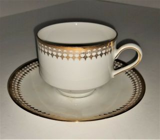 Vintage Winterling Bavaria Pocelain Tea Cup & Saucer 22kt Gold Trim