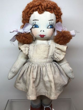 9.  5” Antique Vintage Cloth Doll “maudie Mae” 1940’s ? Adorable Redhead Sf