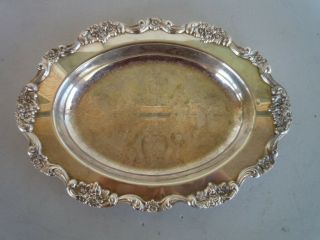 Poole Lancaster Rose 439 Vtg Silver Plate Oval Serving Dish 13 X 9.  5 X 1.  5 Inchs