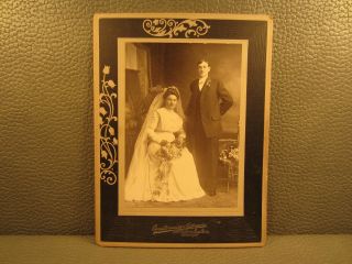 Edwardian Antique Cabinet Card Wedding Photo Of Couple