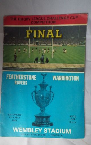 1974 Final Warrington V Featherstone Rovers Wembley Stadium Challenge Cup Rare