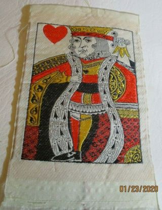 Antique Vintage Woven Silk Type Ribbon King Of Hearts Bookmark Type