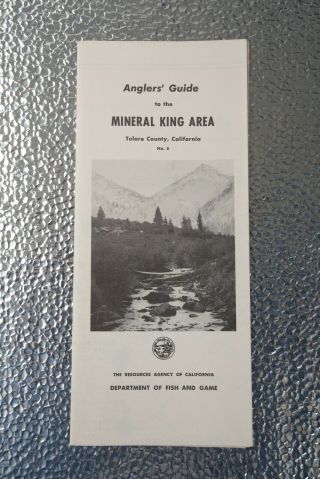 Mineral King Area Anglers Fishing Guide Vintage Map Lakes Streams (p5l) Dept Game