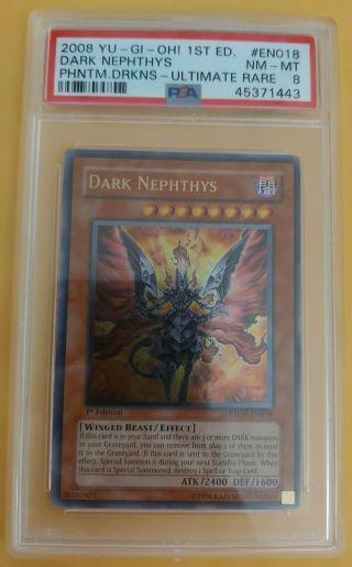 2008 Yu - Gi - Oh 1st Edition Dark Nephthys Ultimate Rare Ptdn - En018 Psa 8