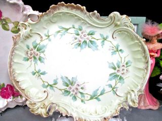 Bavaria Germany Floral Hand Painted Vanity Tray With Scalloped Edges German