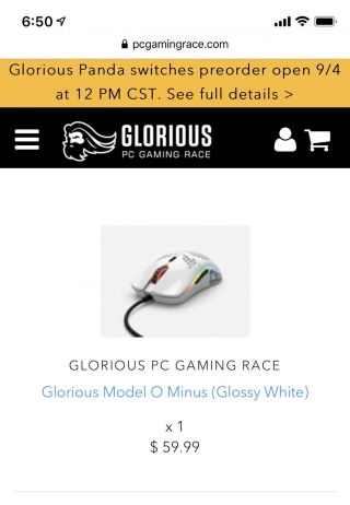 Glorious Model O Minus GOM - WHITE Matte White Gaming Mouse - RARELY 3