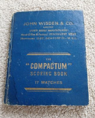 Vintage John Wisden Compactum Scoring Book Cricket 17 Matches Rare