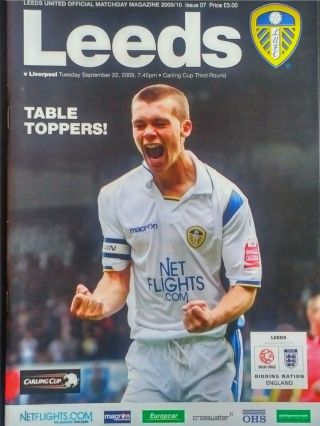 Leeds United V Liverpool 22/9/2009 Carling Cup 3rd Round.  Rare.