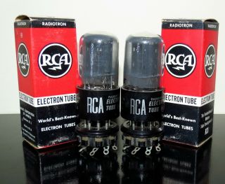Rare Matched Pair Rca Nos/nib 6sl7/ecc35 Smoked Glass Tubes - Test Nos