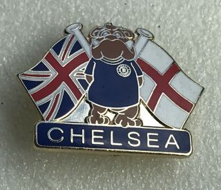 Very Rare & Old Chelsea Supporter Enamel Badge - British Bull Dog Design -