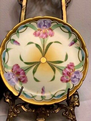 Antique J.  P.  L.  France,  Hand Painted Floral Plate,  Signed By Artist E.  Faix 7.  8 "