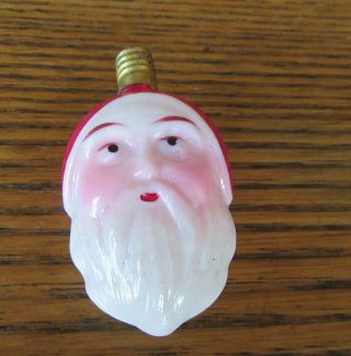 Antique Christmas Figural Glass Light Bulb Double Sided Santa Face