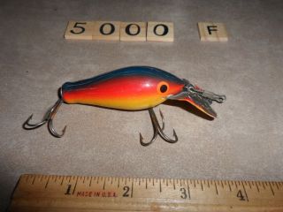 T5000 F VINTAGE LARGE WOODEN BOMBERETTE FISHING LURE GREAT COLOR 2