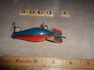 T5000 F VINTAGE LARGE WOODEN BOMBERETTE FISHING LURE GREAT COLOR 3
