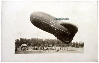 Antique Wwi German Military Postcard Barrage Balloon Launch Fesselballon Rppc