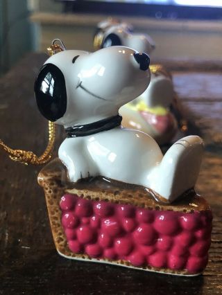 Vintage Peanuts Snoopy Cherry Pie Christmas Ornament Rare Japan