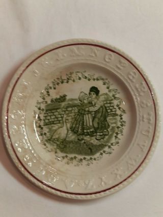 H.  Aynsley & Co Antique Abc Child Plate Dutch Children With Goose Sign Language