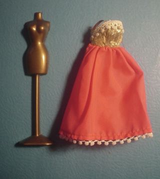 Vintage Topper Dawn Doll Long Orange And Gold Gown W/dress Form