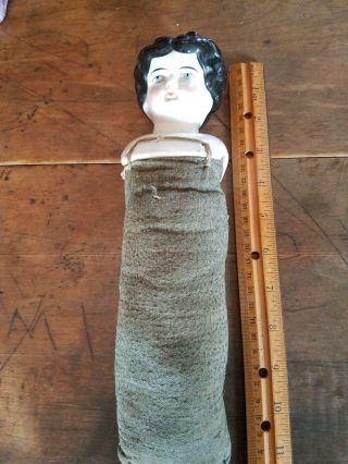 Antique Porcelain Head & Shoulders Half Doll Girl Bust Unusual Pincushion