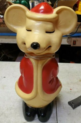 Vintage Rare Christmas Santa Mouse Blow Mold Yard Decoration Union Products 15”