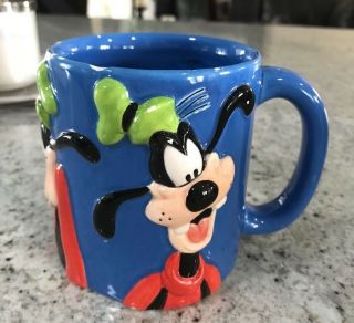 Disney Goofy 3d Ceramic Mug Collectible Vintage Rare Blue