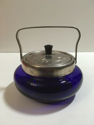 Rare Vintage Sugar Bowl Made Of Rare Blue Glass (made In Ussr)