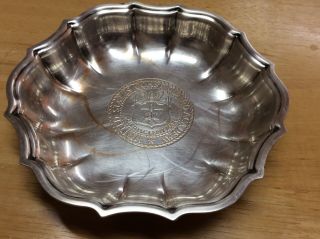Vintage Antique Uscg Silver Plated Isc Chipendale Sculpted Edge Round Dish Tray