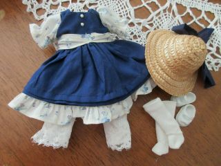 Vintage Vogue Ginny Doll 1985 Outfit Dress Hat Shoes Socks Pantaloons No Doll