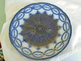 Antique Flow Blue Vintage Plate - Martha Washington " Chain Of States " Plate