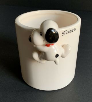 Vintage Peanuts Snoopy Woodstock Ceramic Planter Pot Extremely Rare