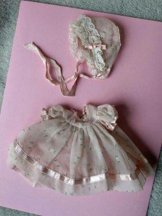 Vintage Vogue Ginnette ? Baby Doll Pink Organza Floral Dress & Bonnet