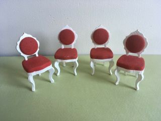 Vtg Lundby Doll House Set Of Four Dining Room Chairs 1967