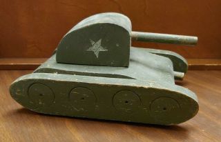 N110 Vintage 1943 Wwii Wood Usa Army Toy Tank Patent By James Gibson - Rare Wood