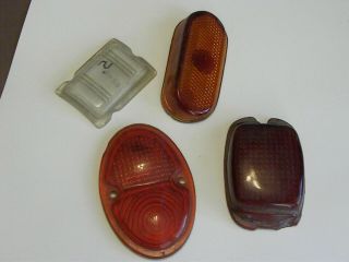 3 Antique Car Rear Tail Light Stop Lamp Lens & 1 Clear - Year & Make???