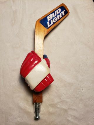 Vintage Bud Light Beer Tap Handle - Hockey Glove & Stick Tap Handle - Very Rare
