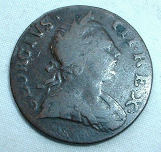 Rare 1773 British 1/2d Half Penny - King George Iii - Good Detail -