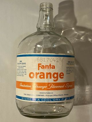 Vintage One Gallon Glass Jug Fanta Orange Imitation Flavored Syrup Coca - Cola Co.