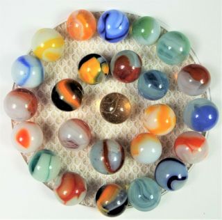 25 Antique Collectible Marbles Over 80 Years Old Family Hand Me Down - 1575 - 1