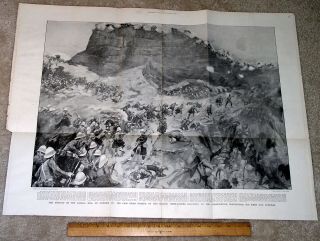 Huge Antique Print - Assault On The Dargai Hill October 20 1897 - The Graphic (uk)
