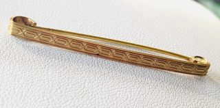 Antique Vintage Gold Tone Etched Bar Brooch Tie Pin 3