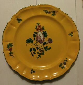 Peasant Village Pv Italy Hand Painted Plates Yellow Floral Set Of 3 Plates Rare
