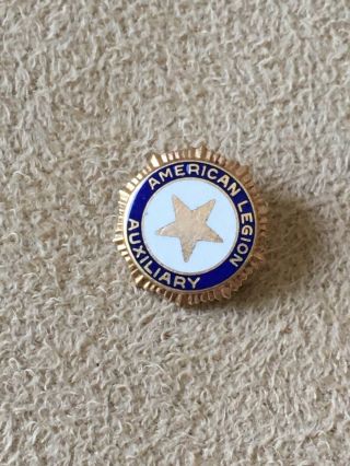 14k Gold American Legion Auxiliary Pin Enamel Star 2g Rare Estate Find