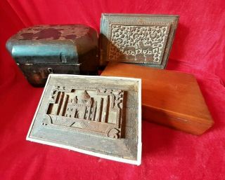 Selection Of Antique / Vintage Wooden Boxes For Refurb / Jewllery / Indian /asia